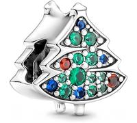 Feitery Abalorio de hombre de jengibre con diseño de muñeco de nieve compatible con pulseras Pandora, dije de corazón dorado, joyería de Navidad para mujer, Zirconia cúbica, Circonita cúbica