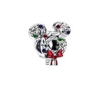 Feitery Abalorio de hombre de jengibre con diseño de muñeco de nieve compatible con pulseras Pandora, dije de corazón dorado, joyería de Navidad para mujer, Zirconia cúbica, Circonita cúbica