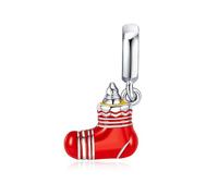 Feitery Abalorio de hombre de jengibre con diseño de muñeco de nieve compatible con pulseras Pandora, dije de corazón dorado, joyería de Navidad para mujer, Zirconia cúbica, Circonita cúbica