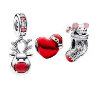 Feitery Abalorio de hombre de jengibre con diseño de muñeco de nieve compatible con pulseras Pandora, dije de corazón dorado, joyería de Navidad para mujer, Zirconia cúbica, Circonita cúbica