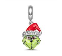 Feitery Gorro de Papá Noel Charm Compatible Pandora Pulsera Joyas Marineras de Verano Murano Glass Día de Navidad Charms Abalorios para Mujer