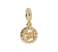 Feitery Happy Birthday Charms Compatible Pandora Pulseras y Collares Charm y Perlas para Mujer, Zirconia cúbica