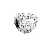Feitery La Flor y la Madre Charm Compatible Pandora Pulsera y Collar Cordate Abalorios para Mujer Collar Charms Originales