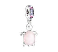 Feitery La Tortuga Rosa Charms Compatible Pandora Pulseras y Collares El Mar Azul Charm y Perlas para Mujer Joyería para el Verano