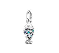 Feitery Le Poisson Charms Compatible Pandora Pulseras y Collares El Mar Azul Charm y Perlas para Mujer Joyería para el Verano