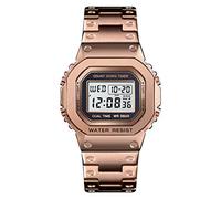 FeiWen Hombre Digitale Fashion Sport Casual Relojes LED Electrónica Cronógrafo Alarma Acero Inoxidable Outdoor Deportivo Reloj de Pulsera (Rosa para Hombres)