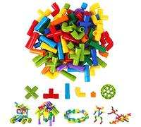 FeiWen Juguetes para niños y niñas Color Tubería de Agua Bloques de construcción ensamblados de plástico Multicolor tubería Bloques (76pcs)