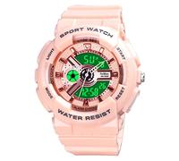 FeiWen Mujer Sport Digitale Deportivo Relojes de Pulsera Cuarzo Analógico Impermeable Militar Outdoor Multifuncional LED Doble Tiempo Plástico Bisel con Goma Correa Reloj (Rosa)