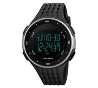 FeiWen Mujer y Hombre Simple Deportivo Relojes Digitales LED Electrónica Alarma Doble Tiempo Outdoor Multifuncional 50M Impermeable Plástico Reloj de Pulsera con Goma Correa
