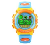 FeiWen Multicolor LED Luz Niño y Niña Relojes de Pulsera Deportivo Digitales Outdoor Militar 50M Impermeable LED Electrónica Alarma Cronógrafo Plástico Reloj (Amarillo)