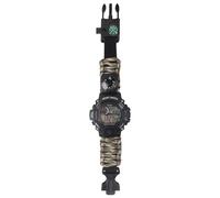 FeiWen Reloj Digital Militar de Supervivencia Multifuncional para Exteriores para Hombres, Correa Impermeable Brújula Termómetro Silbato Pedernal Barra Luz de Fondo