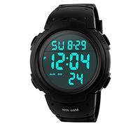 FeiWen Relojes de Hombre Deportivo Digitales Outdoor Militar Tácticas 50M Impermeable Multifuncional LED Electrónica Plástico Bisel con Goma Correa Grande Número Reloj