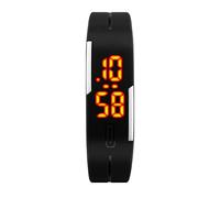 FeiWen Relojes de Pulsera de Unisex LED Digitales Luz Deportivo Outdoor Electrónica Simple Reloj Plástico Bisel con Goma Correa Data (Negro)