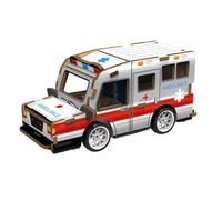 FeiWen Rompecabezas 3D de Madera Mini Vehículos para Niños 6+ Años | Juguetes Educativos Stem con Retroceso Automático, Modelos de Coches de Madera (Ambulancia)
