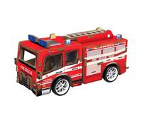 FeiWen Rompecabezas 3D de Madera Mini Vehículos para Niños 6+ Años | Juguetes Educativos Stem con Retroceso Automático, Modelos de Coches de Madera (Camión Bomberos)