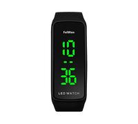 FeiWen Unisex Fashion Outdoor Deportivo Relojes de Pulsera 50M Impermeable Diseño Simple LED Luz LED Electrónica Digitales Reloj Plastico Bisel con Caucho Correa (Negro)