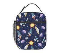 feiyuzhang Bolsa de almuerzo con diseño de cohete de nave espacial Stars Planet para hombres y niños, lonchera reutilizable, impermeable, portátil