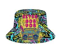 feiyuzhang Sombrero de pescador retro de los años 80 y 90, unisex, plegable, para viajes, para adolescentes, mujeres y hombres, sombreros novedosos para exteriores, Retro 80s 90s Black Yellow, Talla