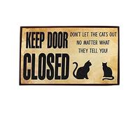Feizikaw Alfombra Antideslizante No Dejes Salir a los Gatos, no Importa lo Que te digan, mantén la Puerta Cerrada, Divertido y Lindo Felpudo, Felpudo de Bienvenida (Khaki, One Size)
