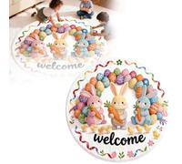 Feizikaw Alfombra Salon Felpudo Felpudo Redondo con Forma de Conejo de Pascua 2026, Absorbente, Antideslizante y Resistente al Desgaste, Redondo, tamaños 40, 60 y 80 cm. (B, 60cm)