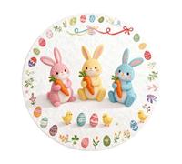 Feizikaw Alfombra Salon Felpudo Felpudo Redondo con Forma de Conejo de Pascua 2026, Absorbente y Resistente al Desgaste, Redondo, tamaños 40/60/ 80 cm (A, 40cm)