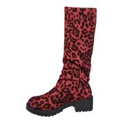 Feizikaw Botas de Combate Mujer Botas de media pantorrilla gamuza sintética con estampado floral, altas hasta la rodilla, cómodas informales vestir con cremallera lateral, moda otoño-invierno