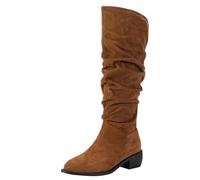 Feizikaw Botas de Combate Mujer Botas de media pantorrilla para mujer, botines tacón cuadrado a la moda, sin cordones, para uso informal, duraderas y cómodas, invierno y otoño.