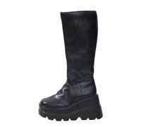 Feizikaw Botas de Combate Mujer Botas de tacón grueso a media pantorrilla con plataforma, botines para otoño e invierno, calzado cómodo y duradero.