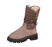 Feizikaw Botas de equitación para mujer Botas de media pantorrilla color liso vellón invierno para mujer una comodidad cálida