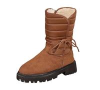 Feizikaw Botas de equitación para mujer Botas de media pantorrilla color liso vellón invierno para mujer una comodidad cálida
