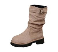 Feizikaw Botas de equitación para mujer Botas de media pantorrilla moda con tacón grueso y suela suave. Diseño suela gruesa y cómodo para un uso diario versátil.