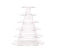 Feizikaw Cajas de almacenamiento apilables para tartas, torre redonda, macarrón, soporte de exhibición de plástico de 6 capas (blanco, tamaño único)
