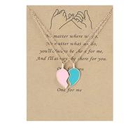 Feizikaw Collar Colgante 2 collares de mejor, collares de amistad medio corazón, mejor para siempre, colgantes, regalos para niñas, mujeres y parejas (B, One Size)