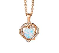Feizikaw Collar con Colgante de Mujer Latiendo Deslumbrante Colgante de en forma corazón Pequeño Mujer (Rose Gold, One Size)