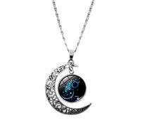 Feizikaw Collar con Colgante Los regalos de cumpleaños medio colgante luna joyería cumpleaños Ggifts para mujeres doce para mujeres de signos collares y colgantes (B, One Size)