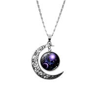 Feizikaw Collar con Colgante Los regalos de cumpleaños medio colgante luna joyería cumpleaños Ggifts para mujeres doce para mujeres de signos collares y colgantes (A, One Size)