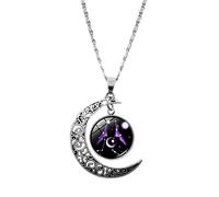 Feizikaw Collar con Colgante Los regalos de cumpleaños medio colgante luna joyería cumpleaños Ggifts para mujeres doce para mujeres de signos collares y colgantes (C, One Size)