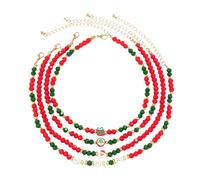 Feizikaw Collar de Plata Conjunto de con arcilla navideña, microgargantilla y con muñeco nieve (E, A)