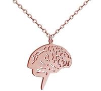 Feizikaw Collar para Mujer Colgantes de cerebro Collares de órganos inoxidable tricolor chapadas en titanio (Rose Gold, One Size)