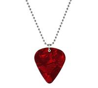 Feizikaw Collares Mujer con colgante acolchado de guitarra Strange Things con colgante púa de guitarra Disfraz Cospaly Jewelry (Red, One Size)