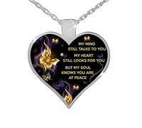 Feizikaw Gargantilla de Plata Corazón Corazón Regalo Joyas MI Mente TO Día USTED HABLA Mi STILL Memorial MIND Collares y colgantes (C, One Size)