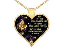 Feizikaw Gargantilla de Plata Corazón Corazón Regalo Joyas MI Mente TO Día USTED HABLA Mi STILL Memorial MIND Collares y colgantes (D, One Size)