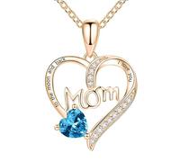 Feizikaw Gargantilla de Plata Exprese su amor con nuestro exclusivo con colgante de corazón para mamá: un maravilloso regalo para el día la (Blue, One Size)