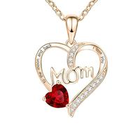 Feizikaw Gargantilla de Plata Exprese su amor con nuestro exclusivo con colgante de corazón para mamá: un maravilloso regalo para el día la (Red, One Size)