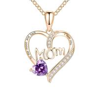 Feizikaw Gargantilla de Plata Exprese su amor con nuestro exclusivo con colgante de corazón para mamá: un maravilloso regalo para el día la (Purple, One Size)