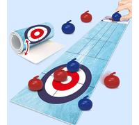 Feizikaw Juegos Educativos Niños 2 Años Juego de Mesa Curling Deportes Interior Casual Interacción Entre Padres e Hijos contra Juegos de Mesa para niños Juguetes (Blue, 120x30x2cm)