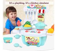 Feizikaw Juguetes Educativos 4 Años Cocina de Mesa de la casa Juego Simulación 22pc Cocina Mini pequeño Happy Toy Educación (Blue, One Size)