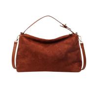 Feizikaw Mochila Adolescente Bolso de hombro con cremallera de gamuza moda para mujer, bolso mano color sólido con temperamento (Brown, 20 * 29 * 13)
