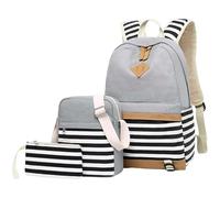 Feizikaw Mochila Mujer Deporte Mochila informal de lona con tres piezas para niños, ideal para la escuela primaria, secundaria y preparatoria. (Grey, One Size)