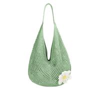 Feizikaw Mochila Mujer Trabajo Bolso de hombro tejido elegante para mujer, bolso de punto elegante con diseño floral recortado, playa informal para uso diario (Green, One Size)
